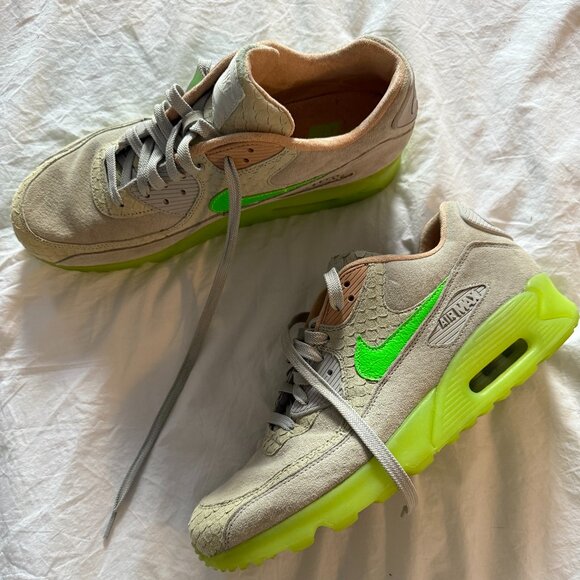 Nike Air Max 90 Premium "New Species" in Gray & Neon Green in Men's Size 11 - Picture 2 of 5